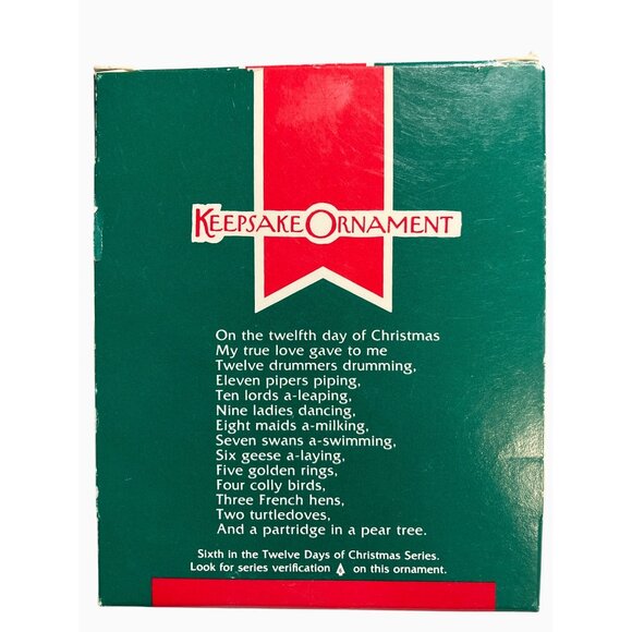 Hallmark Keepsake Ornament 1989 Six Geese A-Laying Acrylic Heart-Shaped - Picture 3 of 10